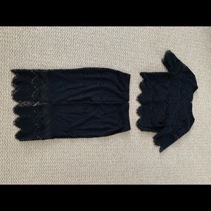 Express 2 piece black laced/crocheted top & skirt